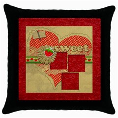 Sweet Strawberry- pillow (1side) - Throw Pillow Case (Black)