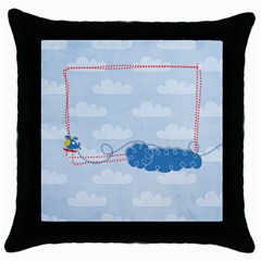 Tiny Pilot-helicopter- pillow (1side) - Throw Pillow Case (Black)