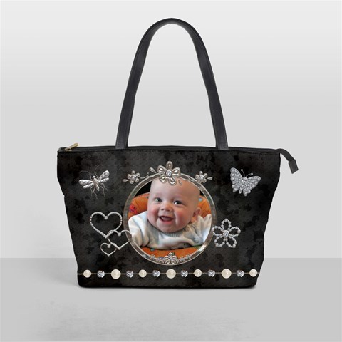 Pretty Black & Sparkle Classic Shoulder Handbag By Lil Front