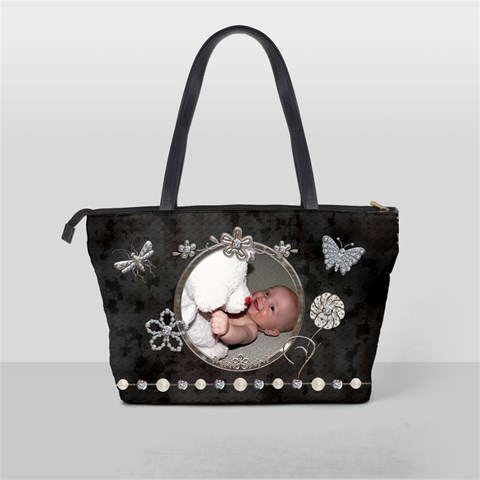 Pretty Black & Sparkle Classic Shoulder Handbag By Lil Back