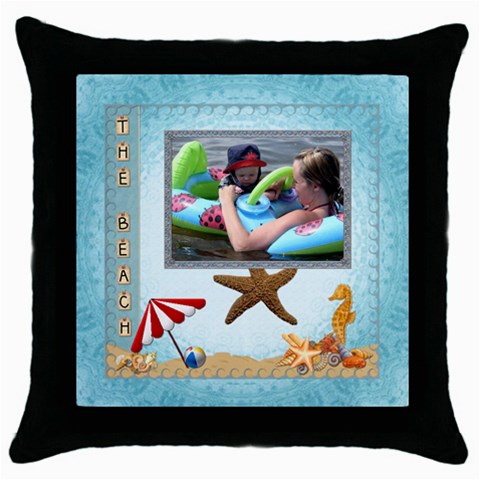 The Beach Throw Pillow By Lil Front