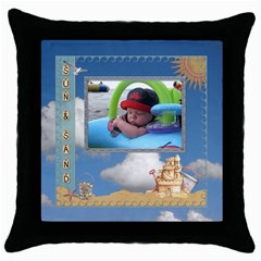 Sun and Sand Throw Pillow - Throw Pillow Case (Black)