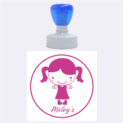 Girl with pigtails--Rubber Stamp Round (L) - Rubber Stamp Round (Large)