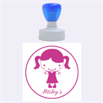 Girl with pigtails--Rubber Stamp Round (L) - Rubber Stamp Round (Large)