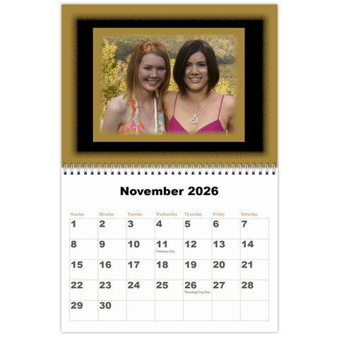 All Framed 2026 Large Number Calendar By Deborah Nov 2026