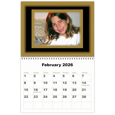 All Framed 2026 Large Number Calendar By Deborah Feb 2026