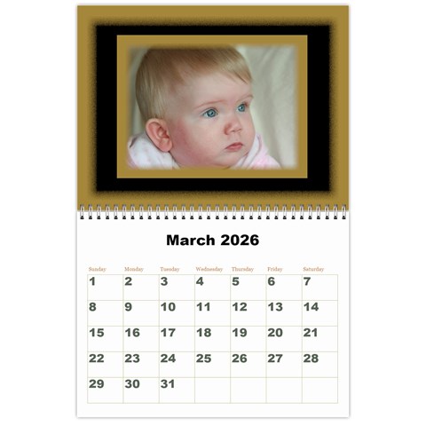 All Framed 2026 Large Number Calendar By Deborah Mar 2026