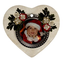 Christmas/flowers-ornament (heart, 2 sides) - Heart Ornament (Two Sides)