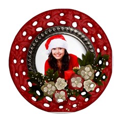 Christmas/Flowers-round filigree ornament (2 sides) - Round Filigree Ornament (Two Sides)