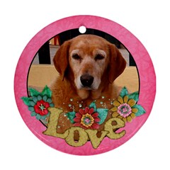 Love/Shabby/flowers-Round ornament (2 sides) - Round Ornament (Two Sides)