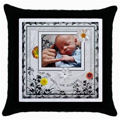 Stop and Smell the Flowers Throw Pillow - Throw Pillow Case (Black)