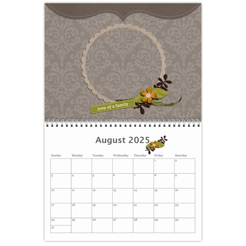 Calendar: Love Of Family By Jennyl Aug 2025