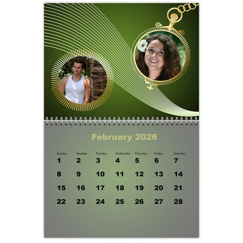 Styled In Green 2026 Calendar (large Numbers) By Deborah Feb 2026