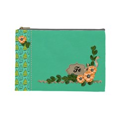 Cosmetic Bag (Large)- Orange Flowers