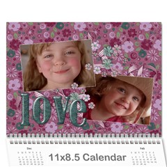 Love/purple/mother- Photo Calendar (12 months) - Wall Calendar 11  x 8.5  (12-Months)
