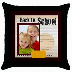 back to school - Throw Pillow Case (Black)