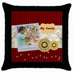 my family - Throw Pillow Case (Black)