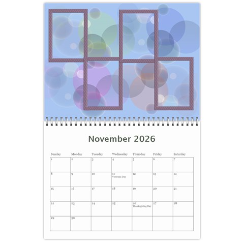 Bubbles 2026 (any Year) Calendar By Deborah Nov 2026