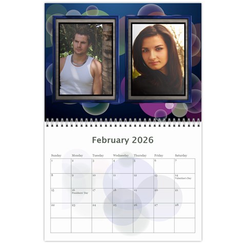 Bubbles 2026 (any Year) Calendar By Deborah Feb 2026