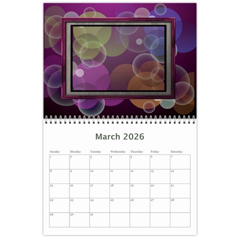 Bubbles 2026 (any Year) Calendar By Deborah Mar 2026
