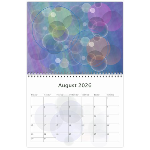 Bubbles 2026 (any Year) Calendar By Deborah Aug 2026