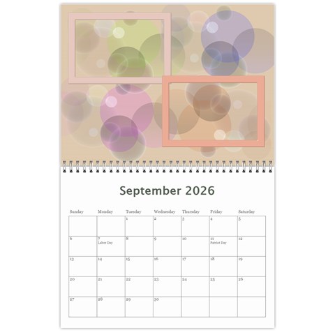 Bubbles 2026 (any Year) Calendar By Deborah Sep 2026