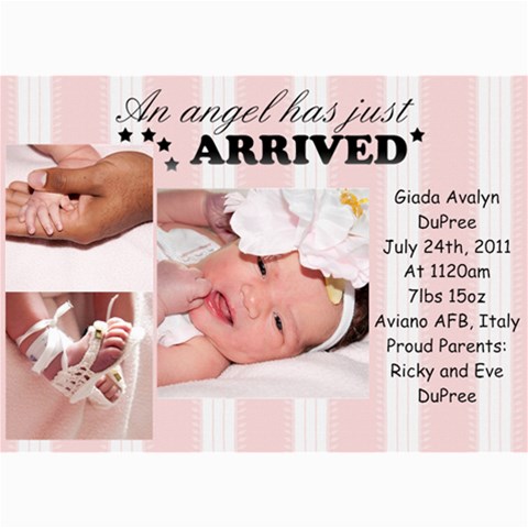 Baby Gia By Debi King 7 x5  Photo Card - 7