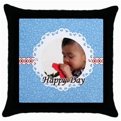 happy day - Throw Pillow Case (Black)