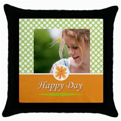 happy day - Throw Pillow Case (Black)