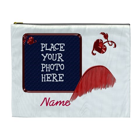 Red And White Xl Cosmetic Bag By Chere s Creations Front