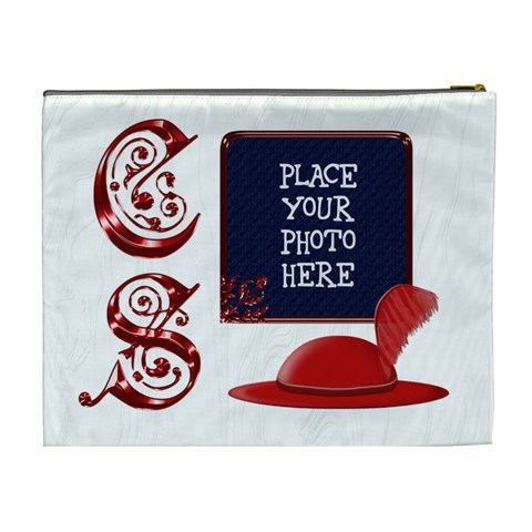 Red And White Xl Cosmetic Bag By Chere s Creations Back