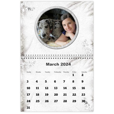 General Purpose Textured 2024 Calendar (large Numbers) By Deborah Mar 2024