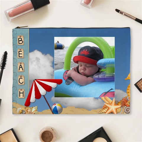 Beach And Ocean Xl Cosmetic Bag By Lil Front