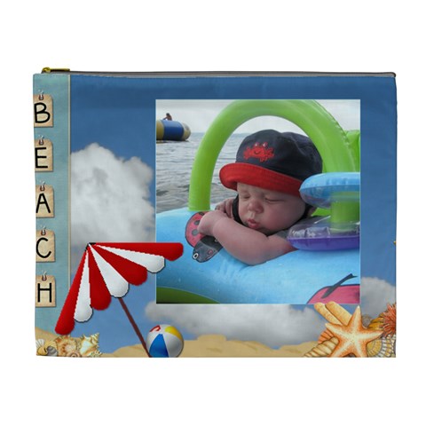 Beach And Ocean Xl Cosmetic Bag By Lil Front