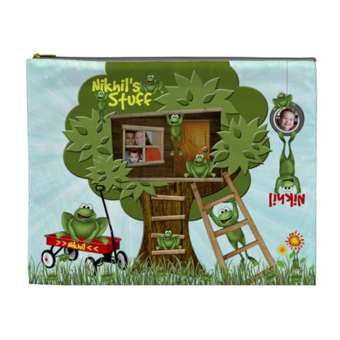 Nikhil Frog Xl Cosmetic Bag By Debra Macv Front