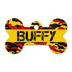 Camo/red & Yellow- Bone Dog Tag (2 Sides)