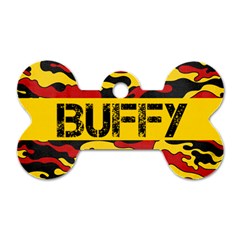 Camo/Red & Yellow- Bone Dog tag (2 sides) - Dog Tag Bone (Two Sides)