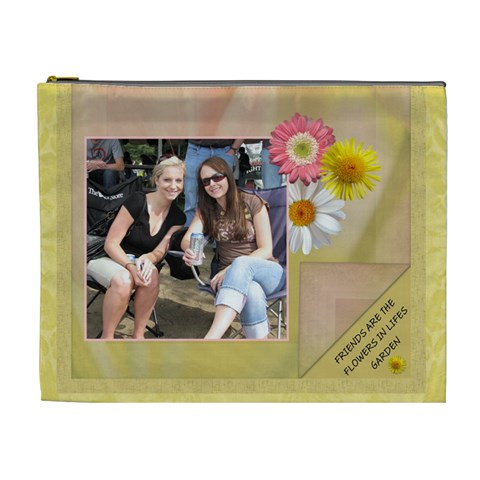 Friends Are Like Flowers Xl Cosmetic Bag By Lil Front