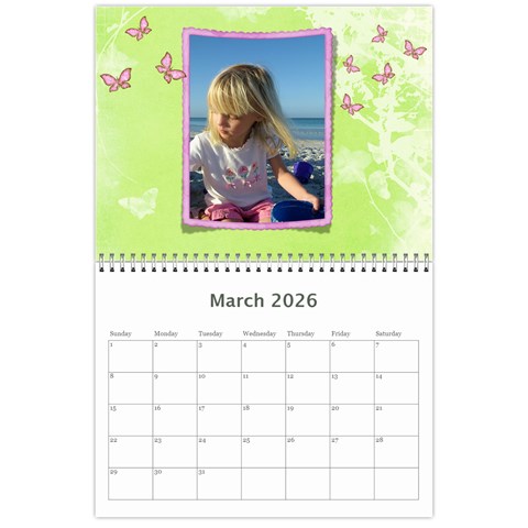 Little Butterflies 2026 (any Year) Calendar By Deborah Mar 2026