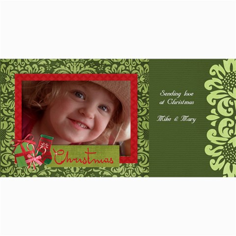 Christmas/damask 8 x4  Photo Card - 1