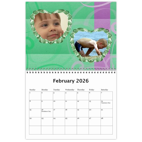 Subtle Hearts 2026 (any Year) Calendar By Deborah Feb 2026
