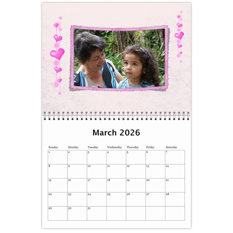 Subtle Hearts 2026 (any Year) Calendar By Deborah Mar 2026