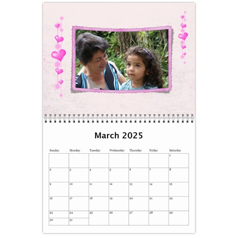 Subtle Hearts 2024 (any Year) Calendar By Deborah Mar 2024