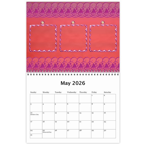Subtle Hearts 2026 (any Year) Calendar By Deborah May 2026