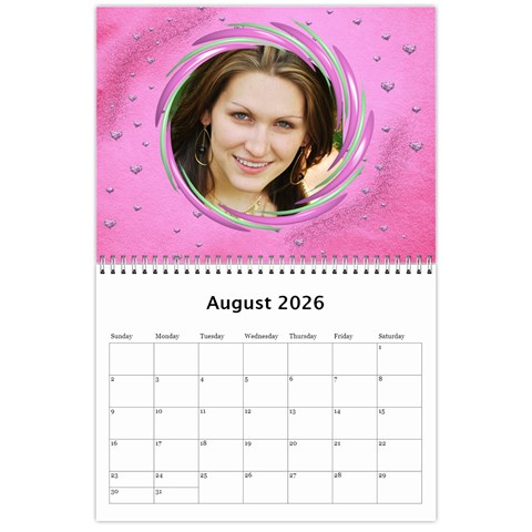 Subtle Hearts 2026 (any Year) Calendar By Deborah Aug 2026
