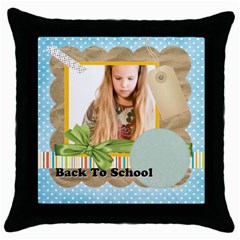 back to school - Throw Pillow Case (Black)