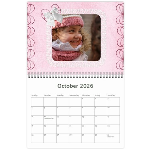 Bows 2026 (any Year) Calendar By Deborah Oct 2026