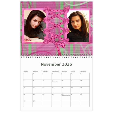Bows 2026 (any Year) Calendar By Deborah Nov 2026