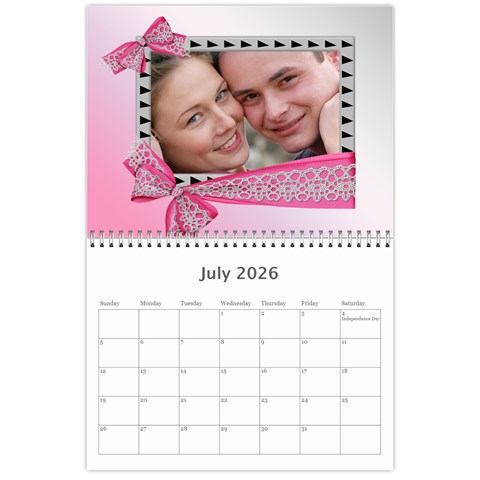 Bows 2026 (any Year) Calendar By Deborah Jul 2026