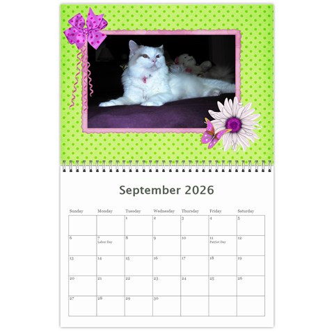 Bows 2026 (any Year) Calendar By Deborah Sep 2026